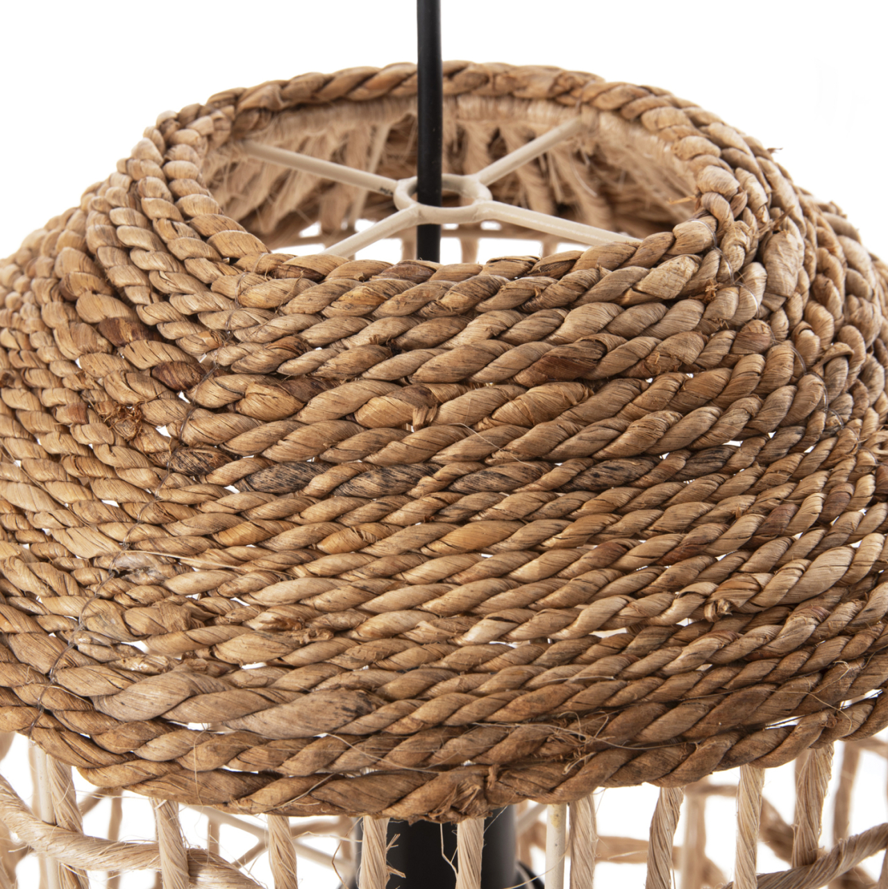 CEILING PENDANT OBLONG CYLINDRICAL CAGE CAP ABACA FIBERS IN NATURAL Φ27,5x52,5Hcm.HM7767 [4]