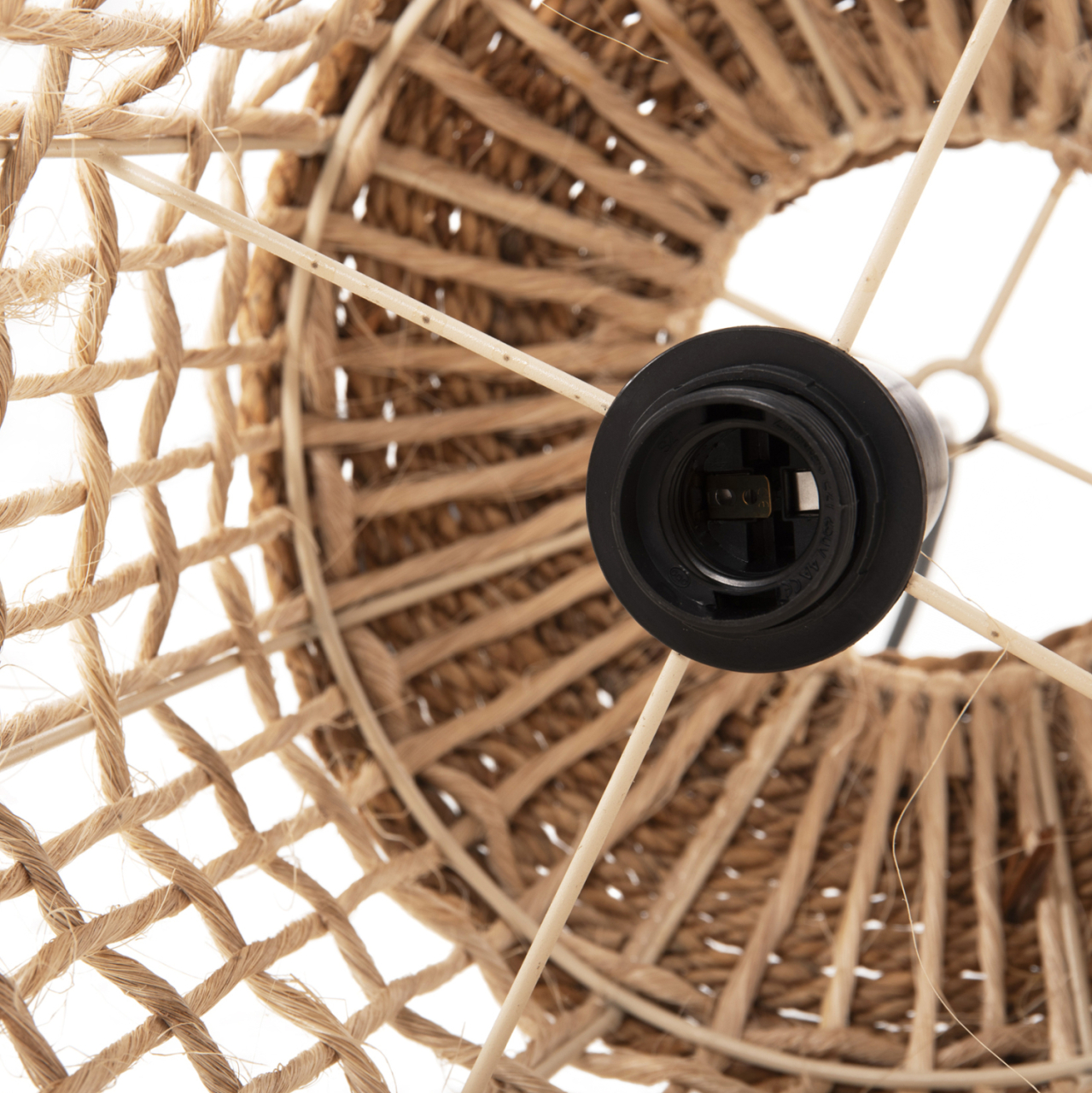 CEILING PENDANT OBLONG CYLINDRICAL CAGE CAP ABACA FIBERS IN NATURAL Φ27,5x52,5Hcm.HM7767 [6]