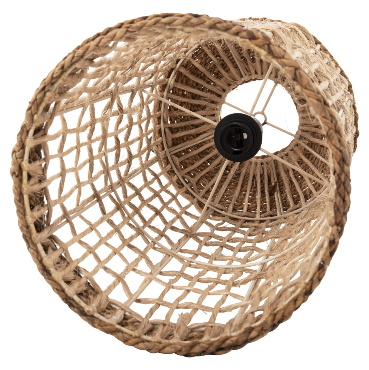 CEILING PENDANT OBLONG CYLINDRICAL CAGE CAP ABACA FIBERS IN NATURAL Φ27,5x52,5Hcm.HM7767 [5]