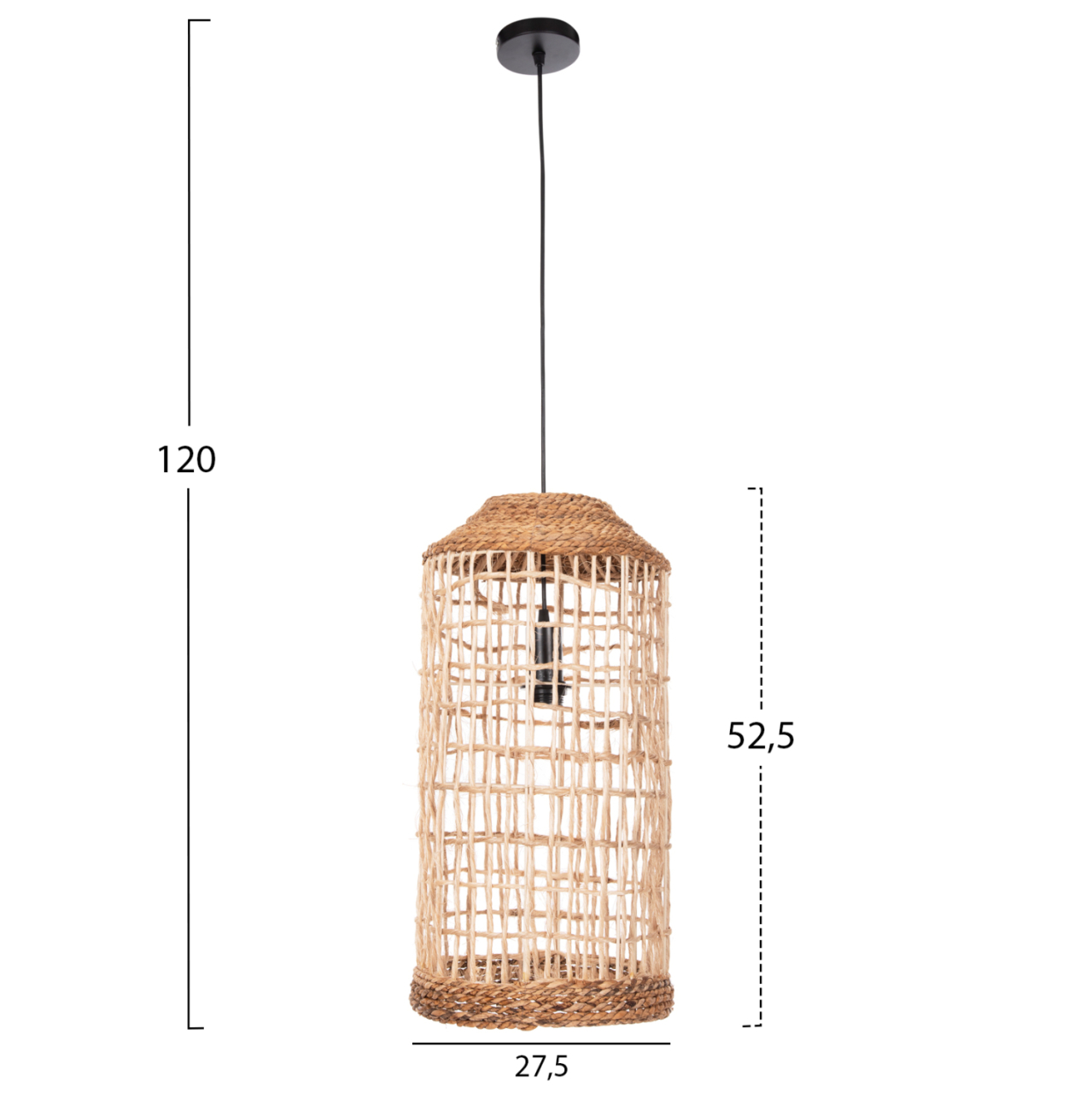 CEILING PENDANT OBLONG CYLINDRICAL CAGE CAP ABACA FIBERS IN NATURAL Φ27,5x52,5Hcm.HM7767 [2]