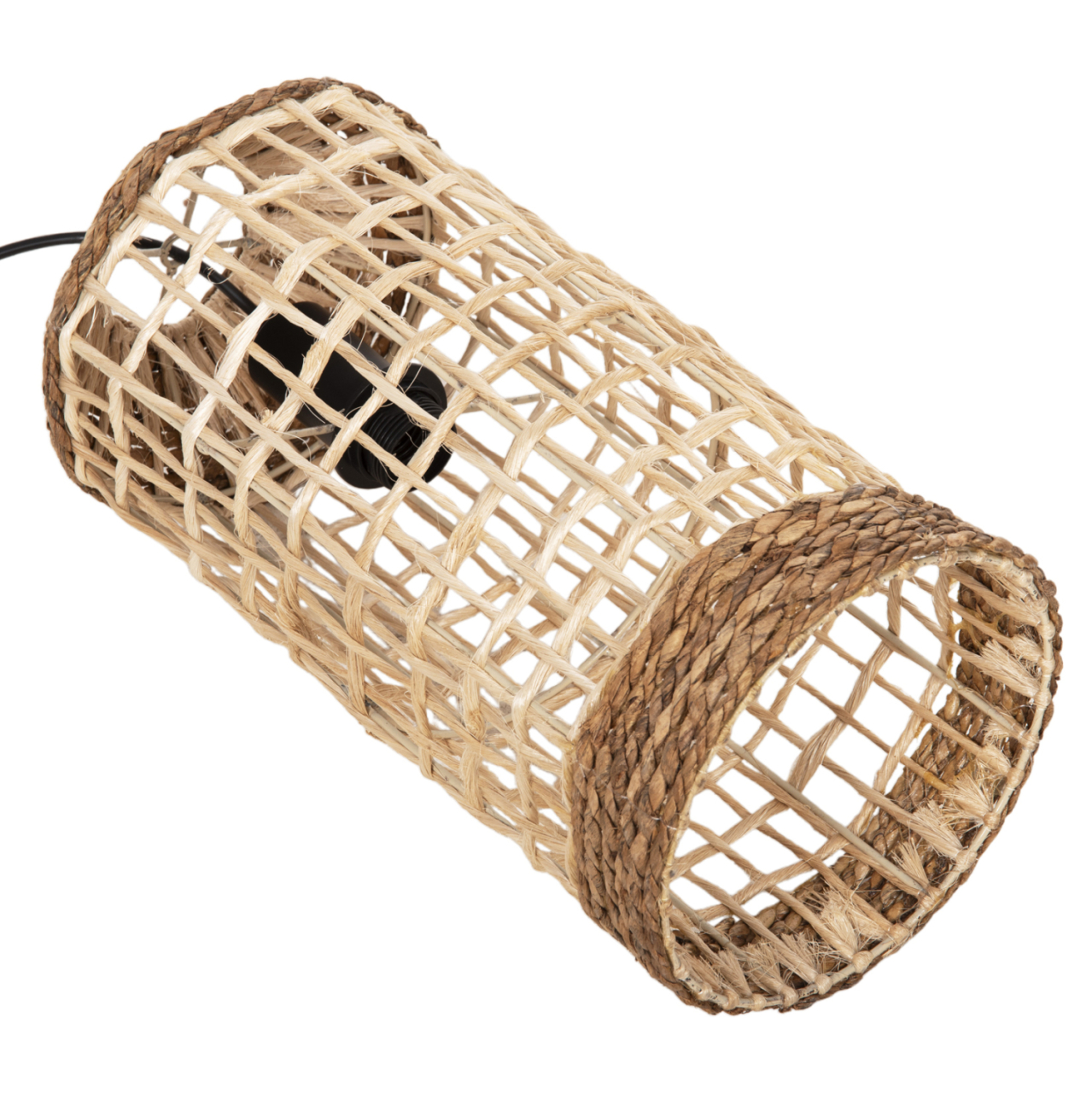 CEILING PENDANT OBLONG CYLINDRICAL CAP ABACA FIBERS IN NATURAL Φ21x43-120Hcm.HM7768 [3]