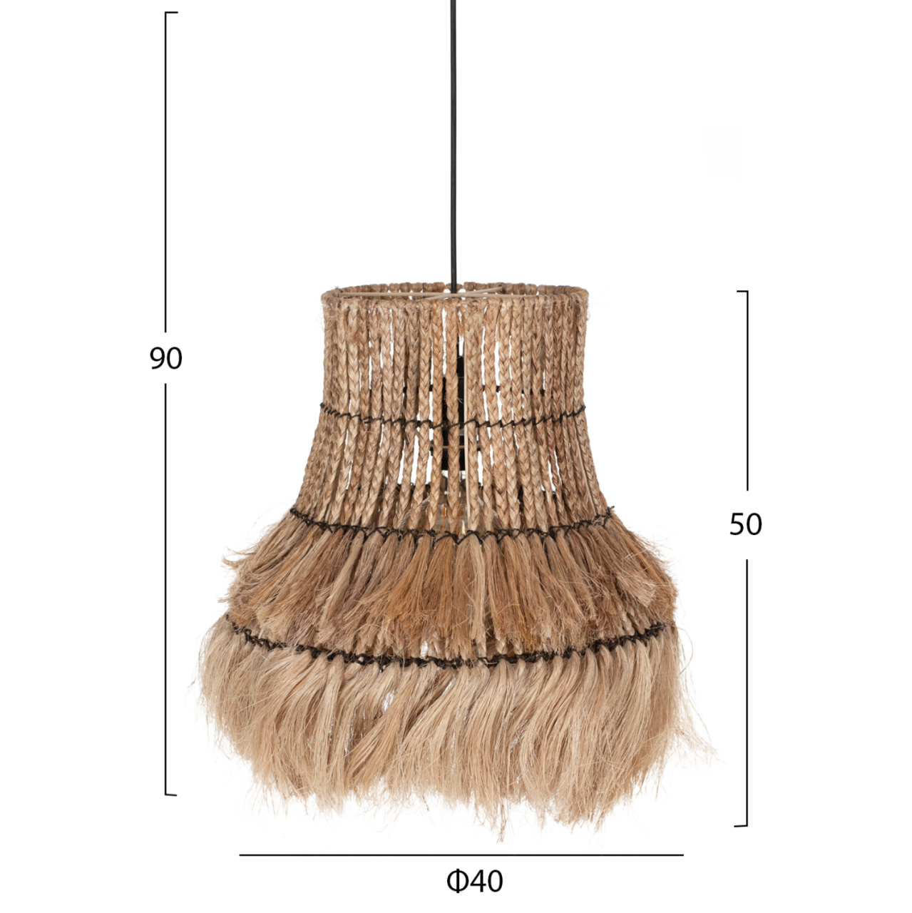 CEILING PENDANT OBLONG CYLINDRICAL CAP ABACA FIBERS IN NATURAL COLOR 40x40x50Hcm.HM7770 [2]