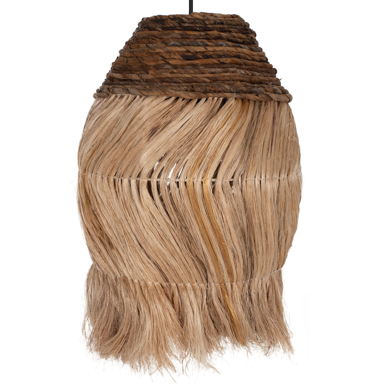 CEILING PENDANT OBLONG CYLINDRICAL CAP MADE OF ABACA FIBERS IN NATURAL 30x30x45Hcm.HM7763 [3]