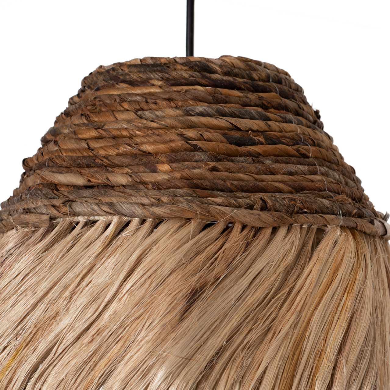 CEILING PENDANT OBLONG CYLINDRICAL CAP MADE OF ABACA FIBERS IN NATURAL 30x30x45Hcm.HM7763 [4]