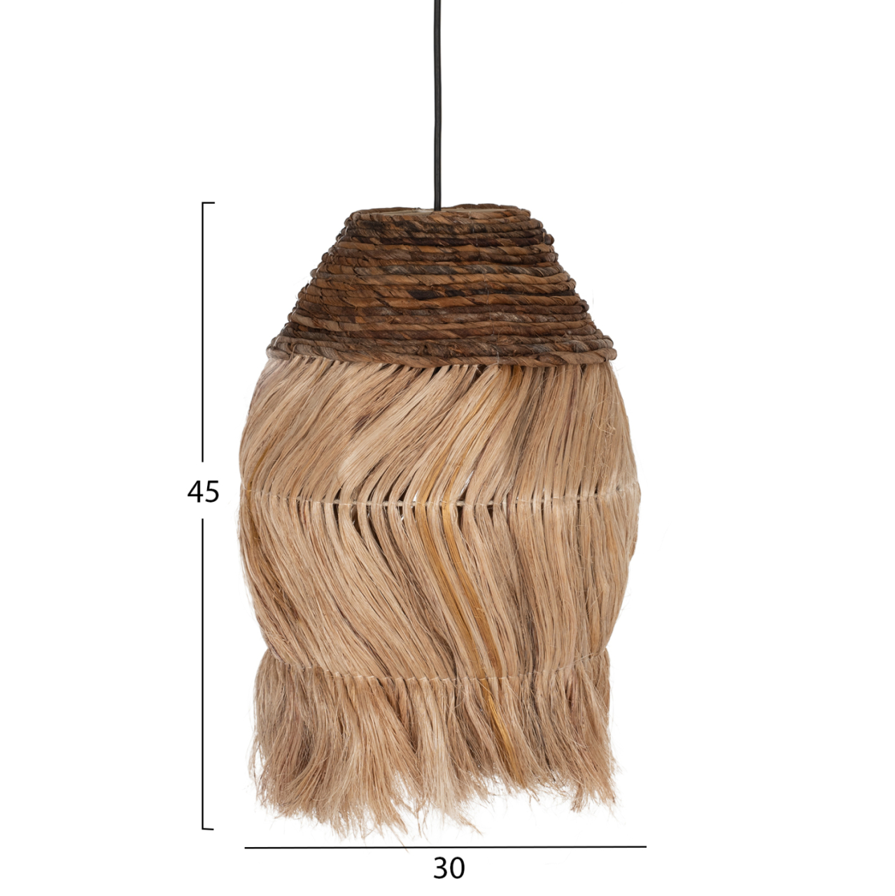 CEILING PENDANT OBLONG CYLINDRICAL CAP MADE OF ABACA FIBERS IN NATURAL 30x30x45Hcm.HM7763 [2]