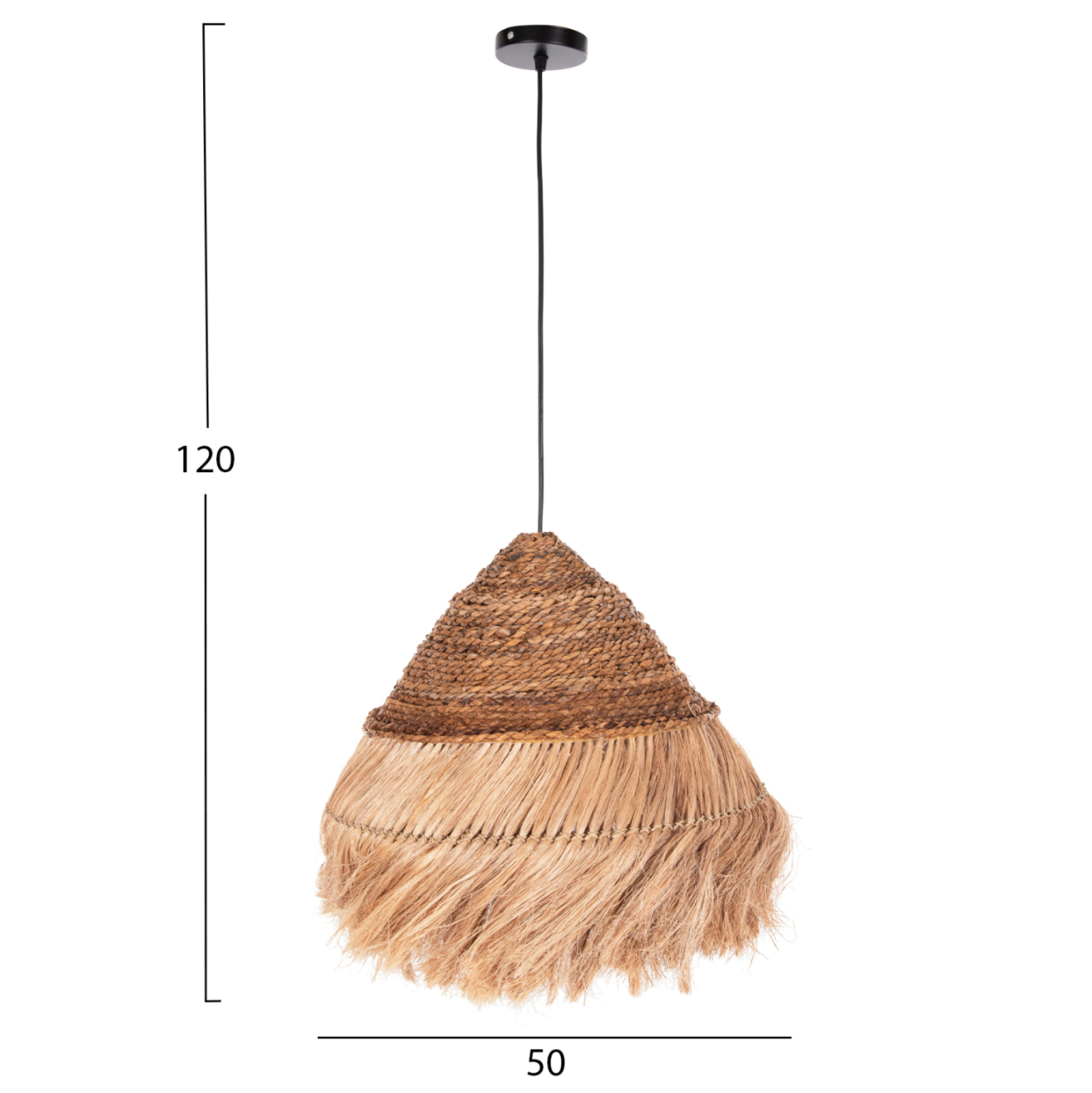CEILING PENDANT RAKIB HM7762 ROUND PYRAMID CAP--ABACA FIBERS IN NATURAL COLOR Φ50x35-120Hcm. [2]