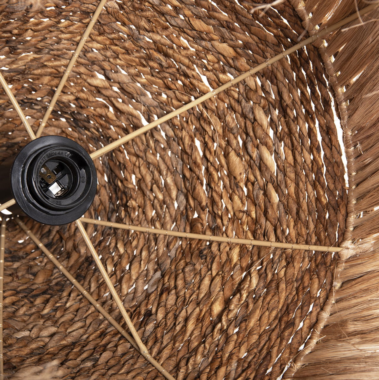 CEILING PENDANT RAKIB HM7762 ROUND PYRAMID CAP--ABACA FIBERS IN NATURAL COLOR Φ50x35-120Hcm. [7]