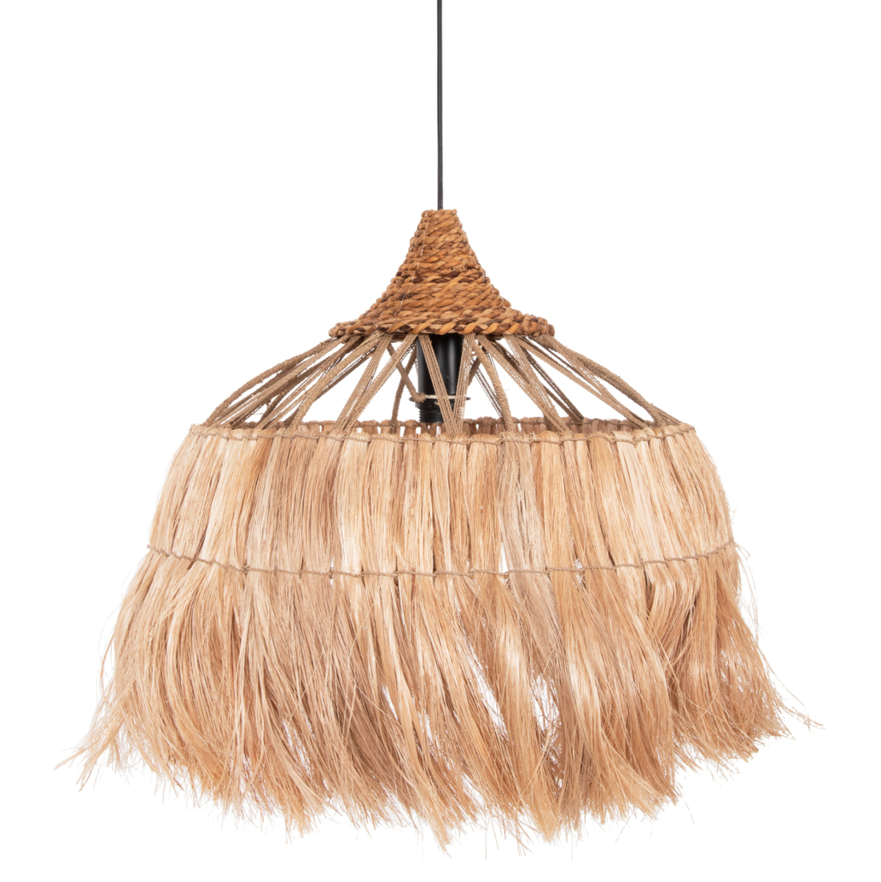 CEILING PENDANT ROMIL HM7764 CYLINDRICAL CAP ABACA FIBERS IN NATURAL Φ52x52-120Hcm. [3]