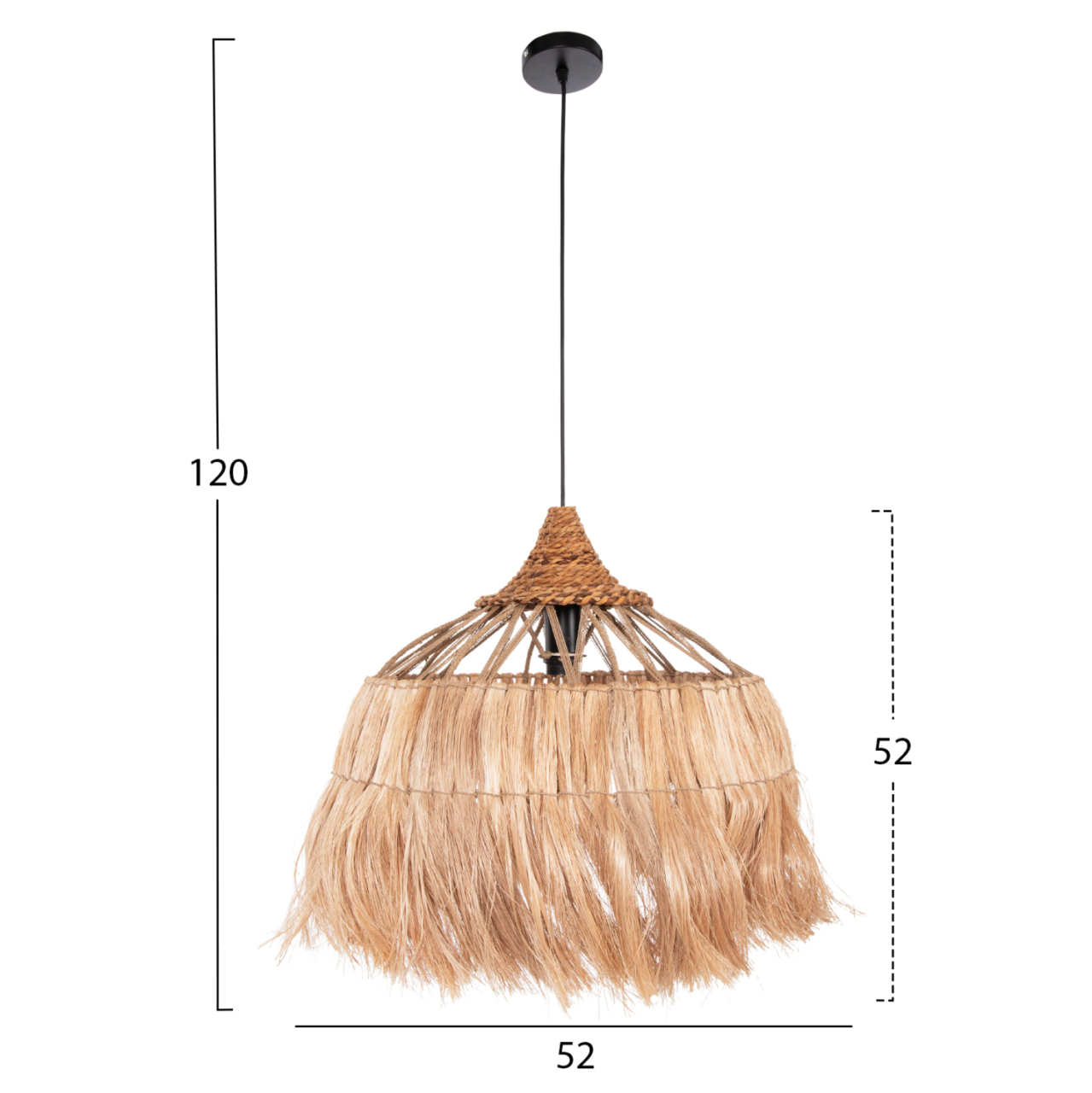 CEILING PENDANT ROMIL HM7764 CYLINDRICAL CAP ABACA FIBERS IN NATURAL Φ52x52-120Hcm. [2]
