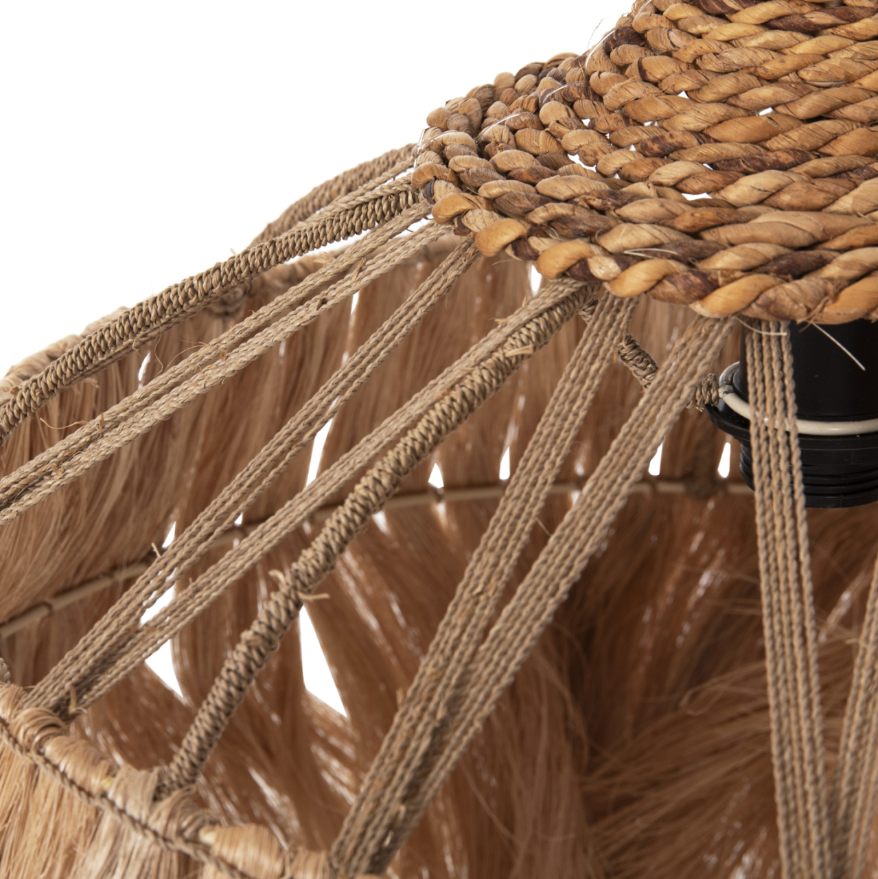 CEILING PENDANT ROMIL HM7764 CYLINDRICAL CAP ABACA FIBERS IN NATURAL Φ52x52-120Hcm. [5]