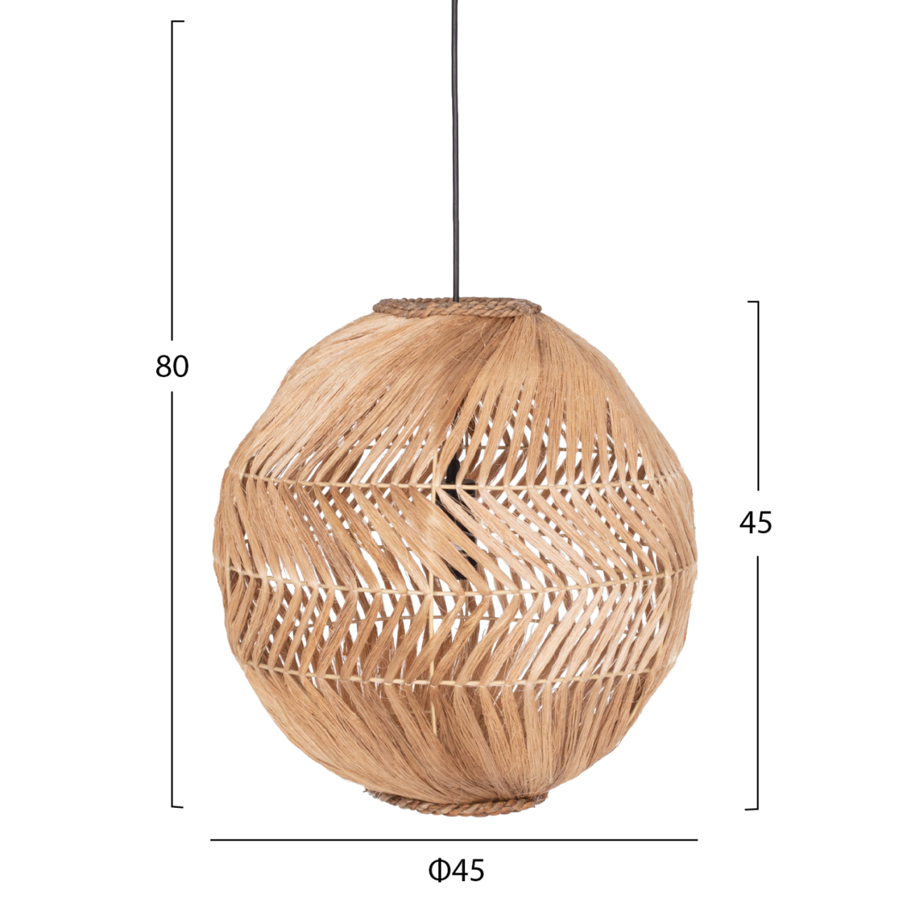 CEILING PENDANT SPHERICAL MADE OF ABACA FIBERS IN NATURAL COLOR Φ45x45-80Hcm.HM7769 [2]