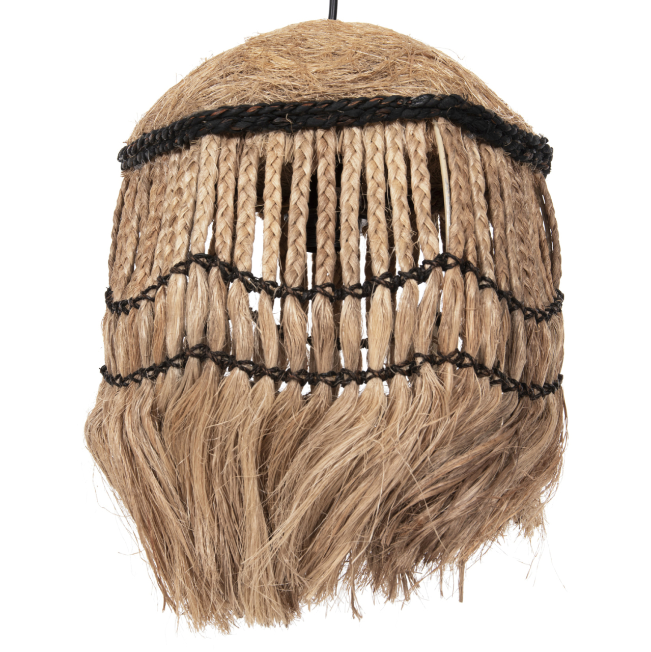 CEILING PENDANT SPHERICAL WITH FRINGES ABACA FIBERS IN NATURAL COLOR Φ28x32-120Hcm.HM7805 [3]