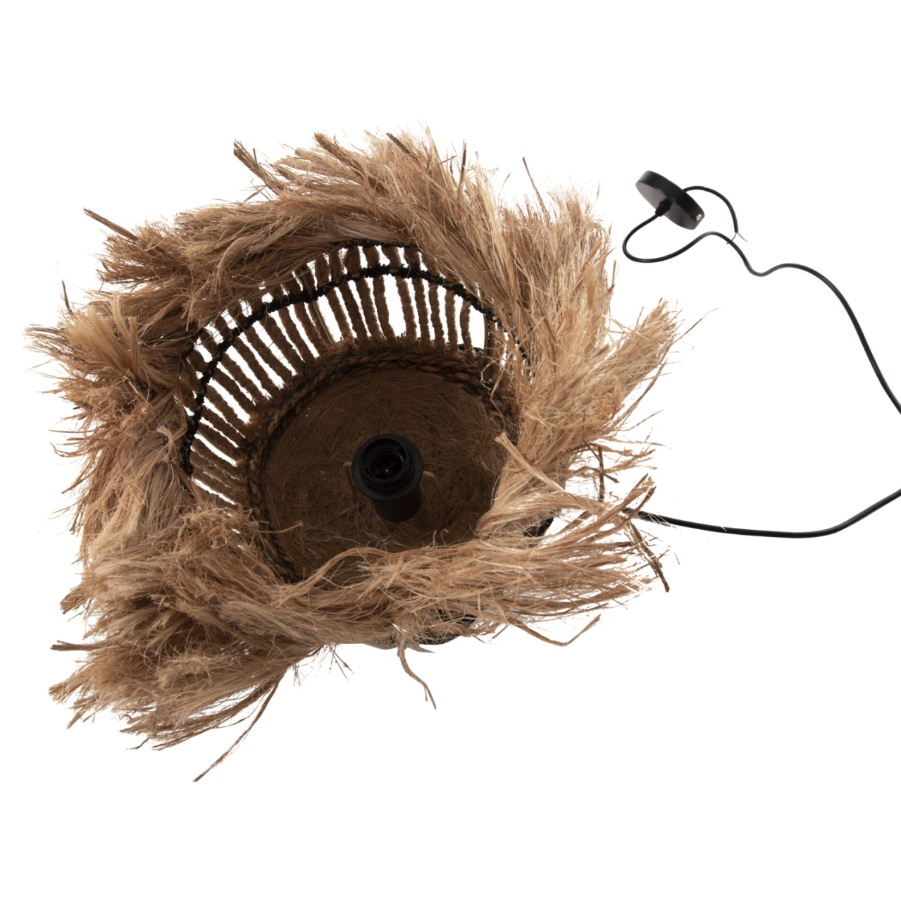 CEILING PENDANT SPHERICAL WITH FRINGES ABACA FIBERS IN NATURAL COLOR Φ28x32-120Hcm.HM7805 [6]