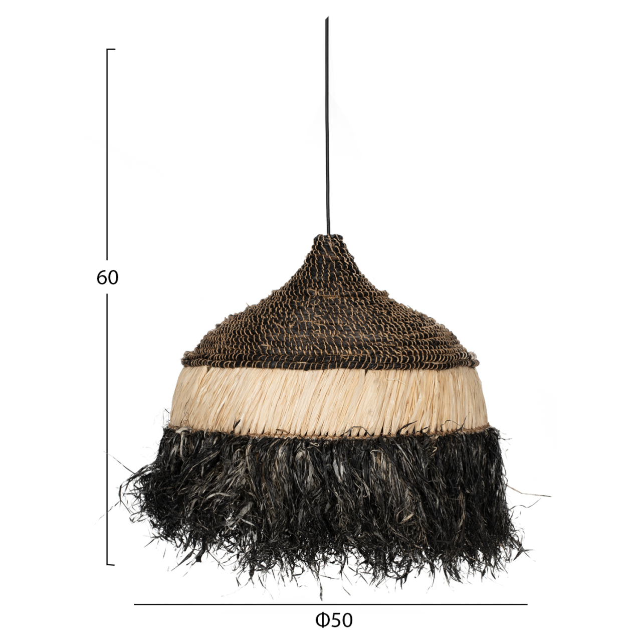 CEILING PENDANT TELAG HM7788 WITH SISAL AND ABACA FIBER CAP IN NATURAL-BLACK 50x50x60Hcm. [2]