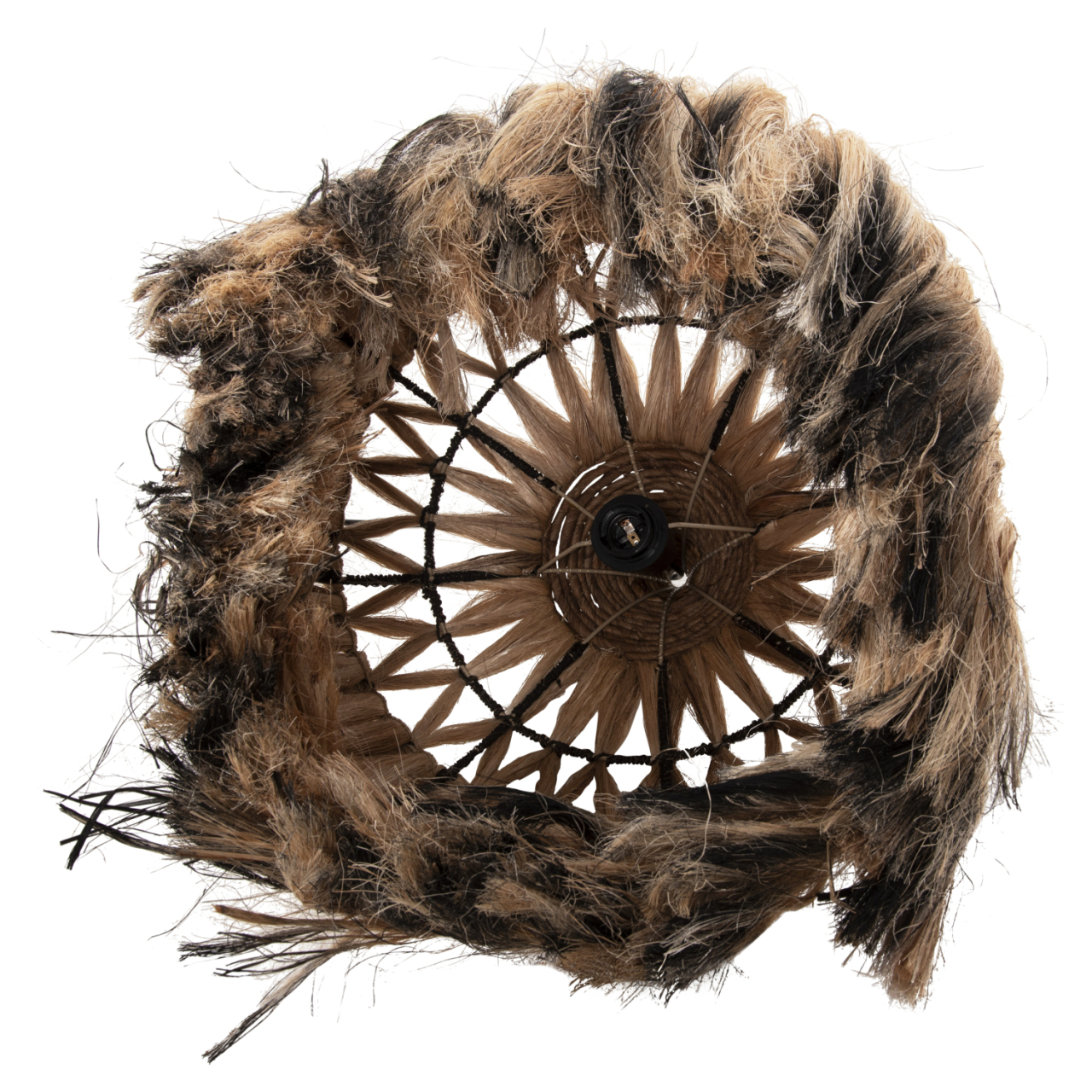 CEILING PENDANT WITH ABACA FIBER CAP IN NATURAL AND BLACK COLOR Φ52x52-120Hcm.HM7761 [5]