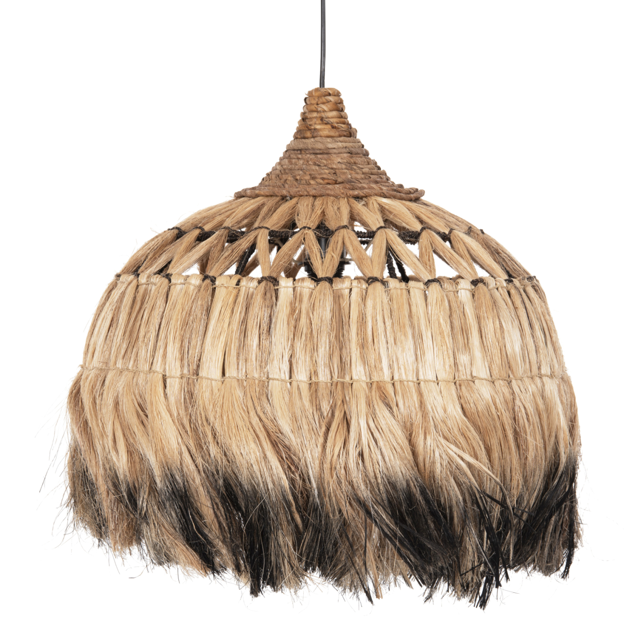 CEILING PENDANT WITH ABACA FIBER CAP IN NATURAL AND BLACK COLOR Φ52x52-120Hcm.HM7761 [3]