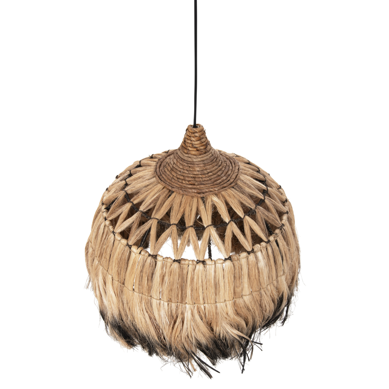 CEILING PENDANT WITH ABACA FIBER CAP IN NATURAL AND BLACK COLOR Φ52x52-120Hcm.HM7761 [4]