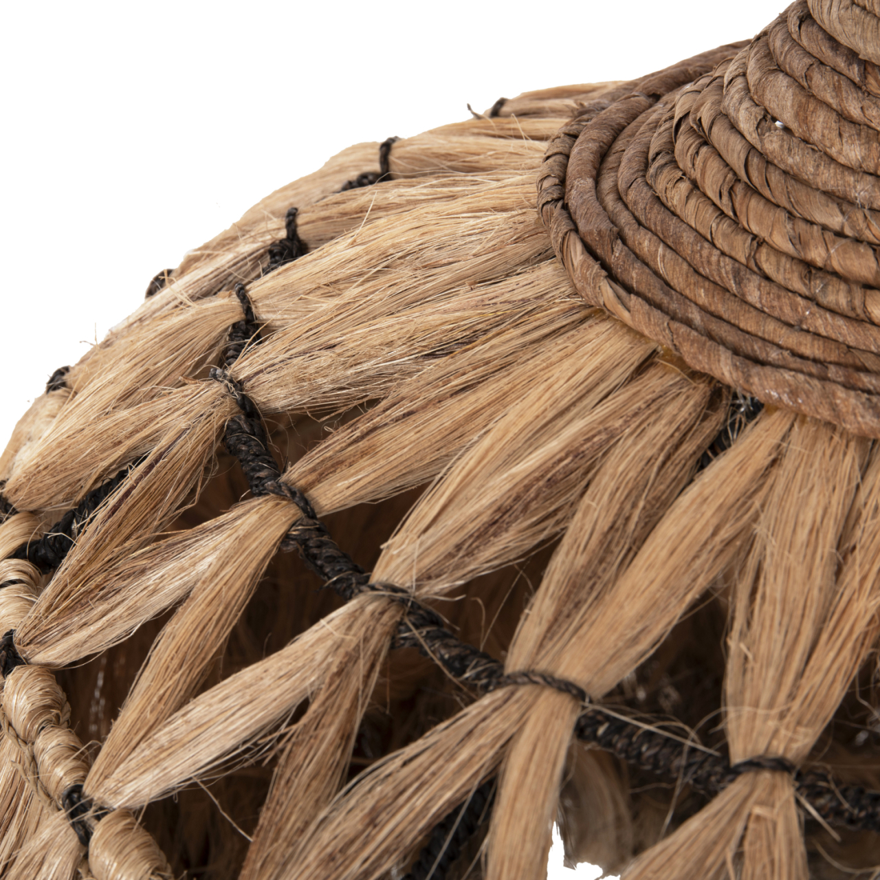 CEILING PENDANT WITH ABACA FIBER CAP IN NATURAL AND BLACK COLOR Φ52x52-120Hcm.HM7761 [7]