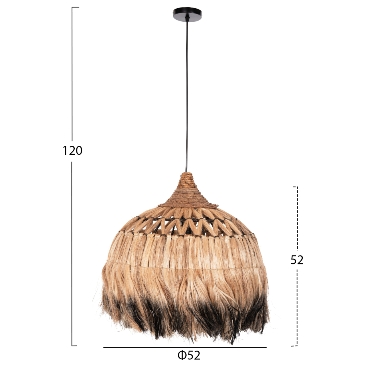 CEILING PENDANT WITH ABACA FIBER CAP IN NATURAL AND BLACK COLOR Φ52x52-120Hcm.HM7761 [2]