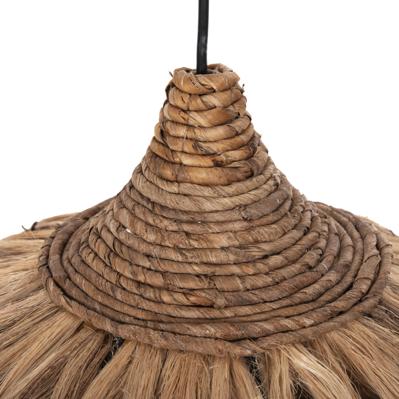 CEILING PENDANT WITH ABACA FIBER CAP IN NATURAL AND BLACK COLOR Φ52x52-120Hcm.HM7761 [6]