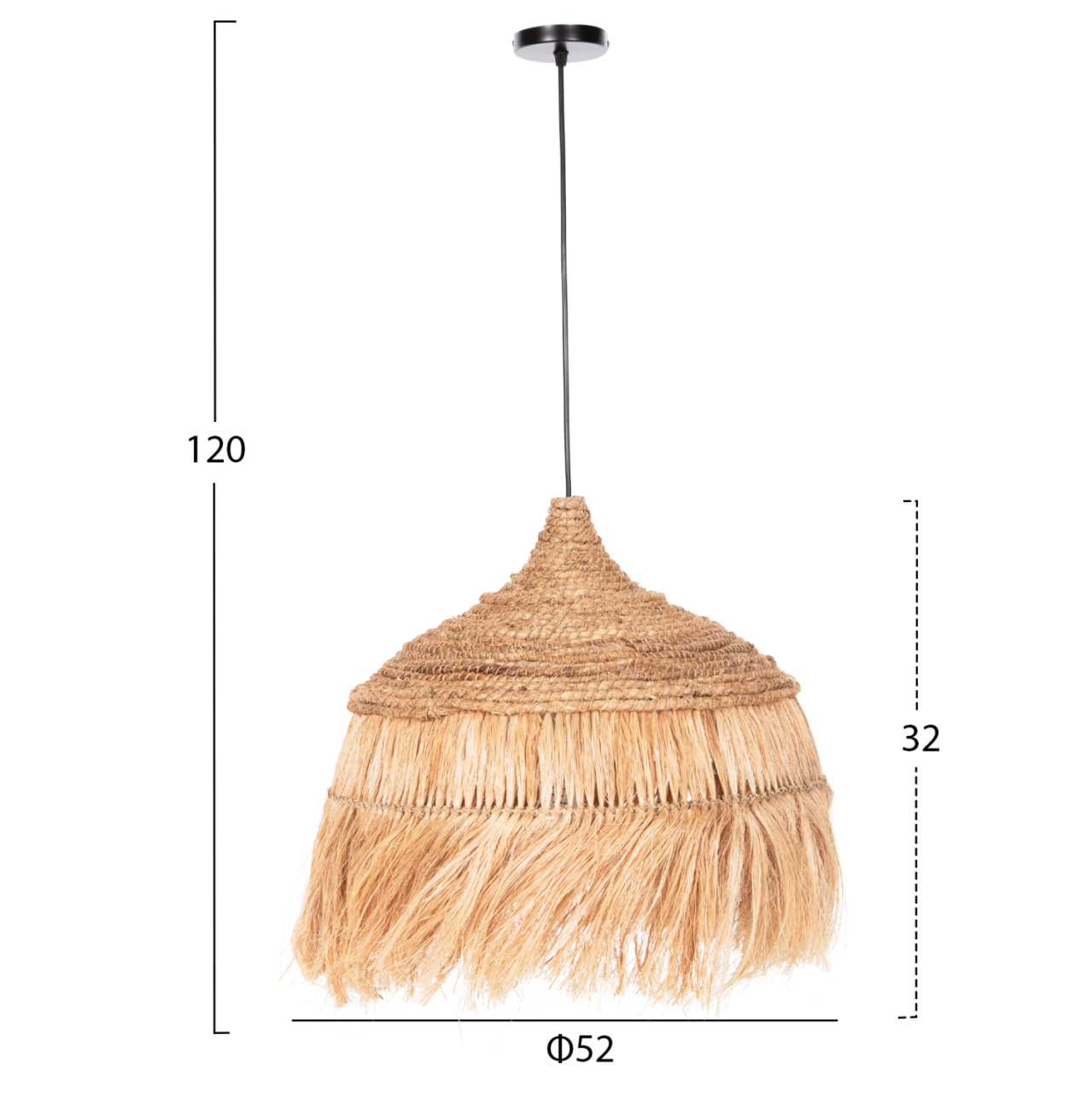 CEILING PENDANT WITH ABACA FIBERS CAP IN NATURAL COLOR Φ52x32-120Hcm.HM7777 [2]