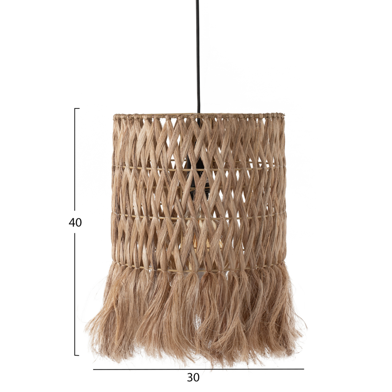 CEILING PENDANT WITH CYLINDRICAL CAP MADE OF ABACA FIBERS IN NATURAL COLOR 30X30X40Hcm.HM7781 [2]