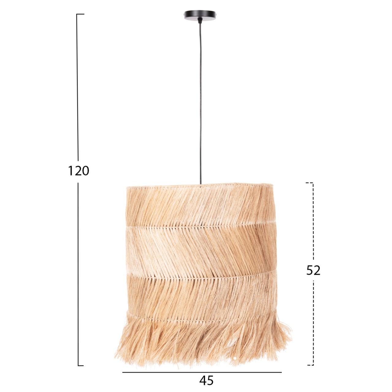 CEILING PENDANT WITH CYLINDRICAL CAP MADE OF ABACA FIBERS NATURAL COLOR Φ45x52-120Yεκ.HM7757 [2]