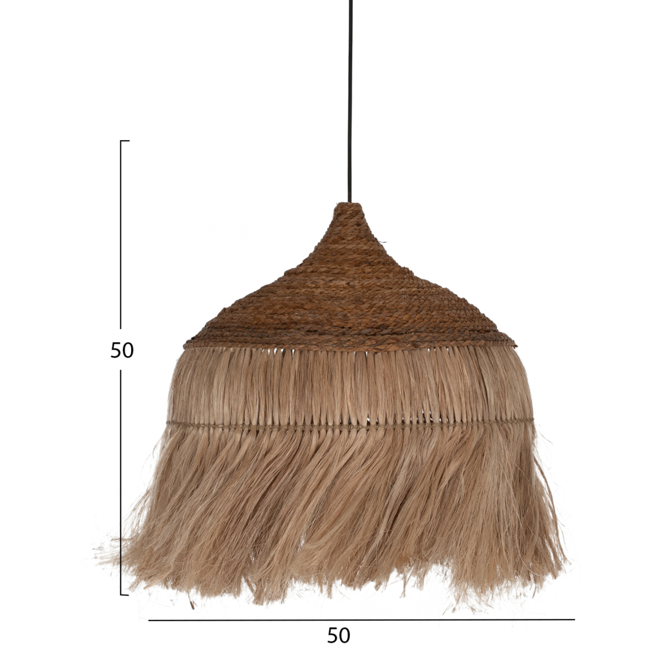 CEILING PENDANT WITH FRINGES ABACA FIBERS AND ROPE NATURAL COLOR 50x50x50Hcm.HM7754 [2]