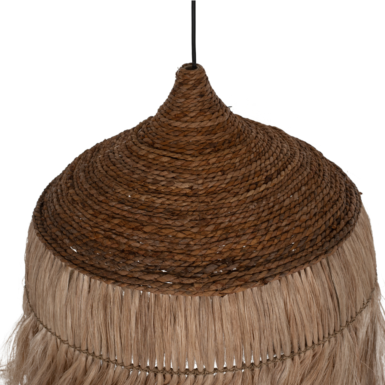 CEILING PENDANT WITH FRINGES ABACA FIBERS AND ROPE NATURAL COLOR 50x50x50Hcm.HM7754 [4]