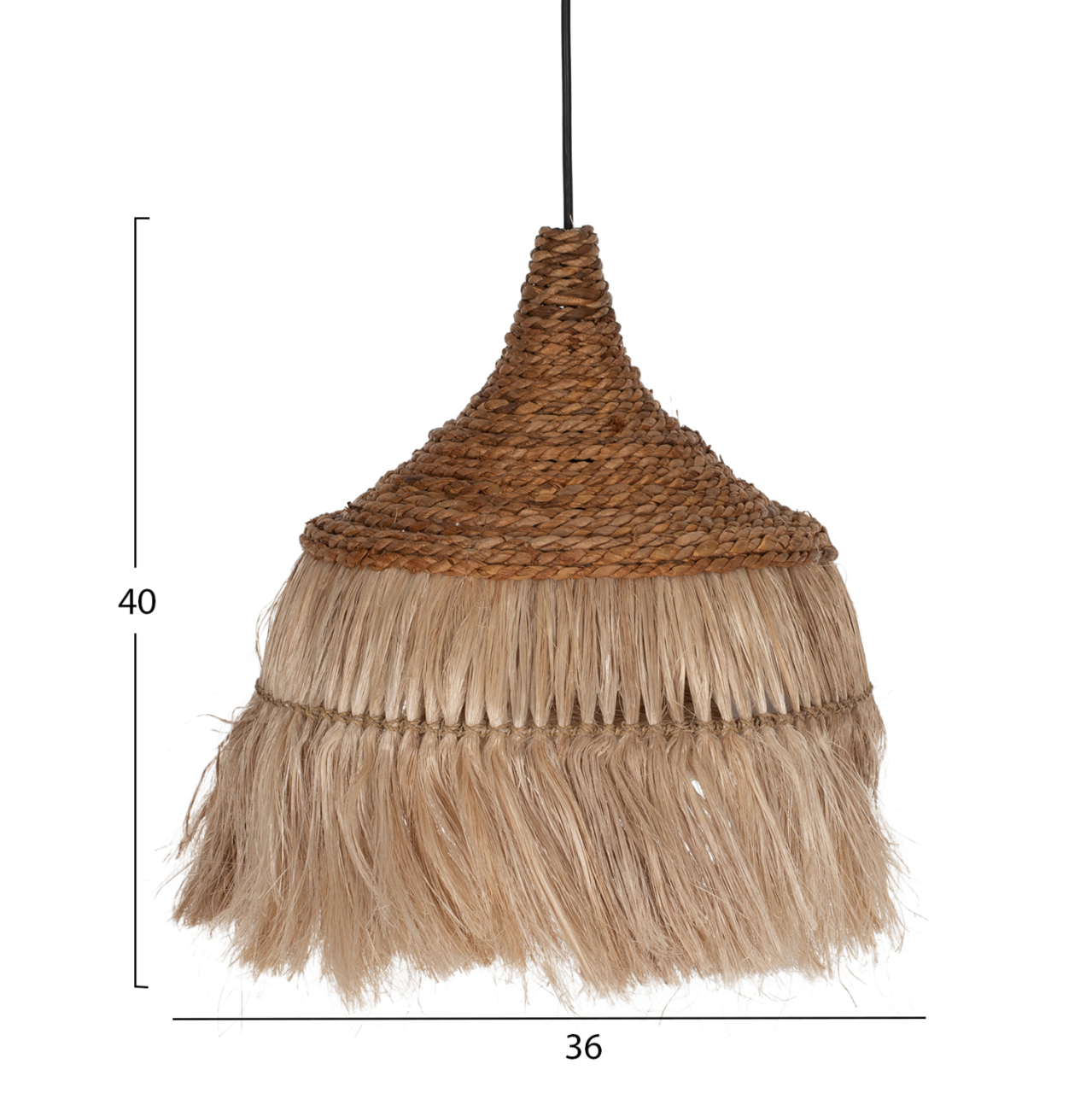 CEILING PENDANT WITH FRINGES MADE OF ABACA IN NATURAL COLOR 36x36x40Hcm.HM7753 [2]