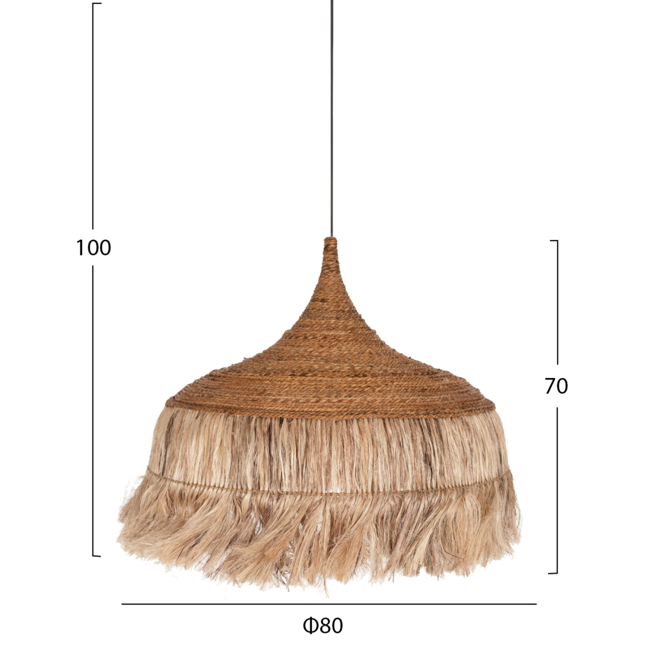 CEILING PENDANT WITH FRINGES MADE OF ABACA IN NATURAL COLOR 80x80x70Hcm.HM7755 [2]