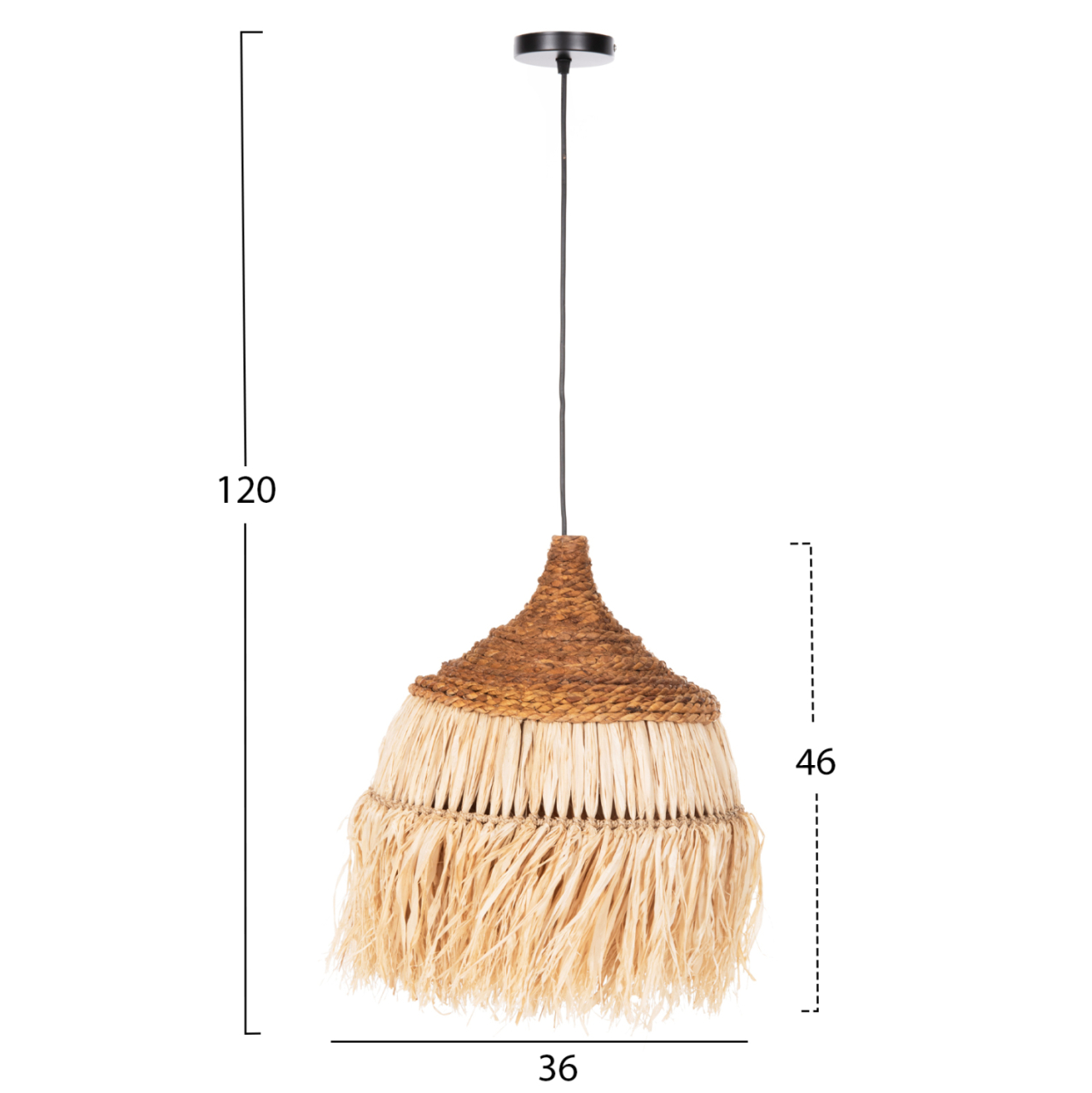 CEILING PENDANT WITH SISAL FIBER CAP IN NATURAL COLOR Φ36x46-120Hcm.HM7787 [2]