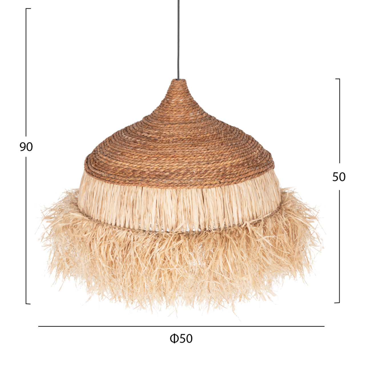 CEILING PENDANT WITH SISAL FIBER CAP IN NATURAL COLOR 50x50x50Hcm.HM7786 [2]