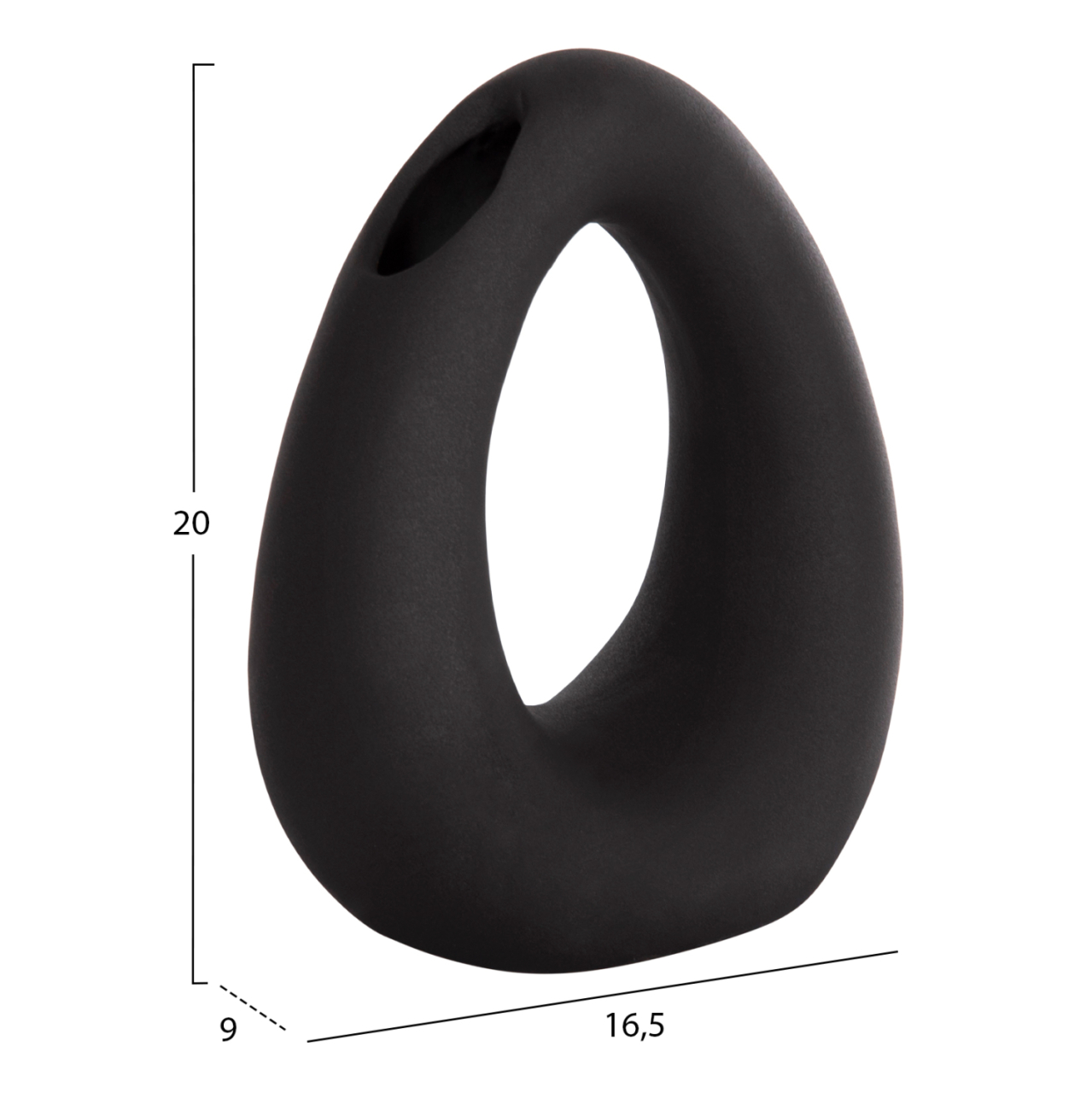 CERAMIC TABLE DECOR ELLIPTO HM4644.02 MATTE BLACK 16.5x9x20.3Hcm. [2]