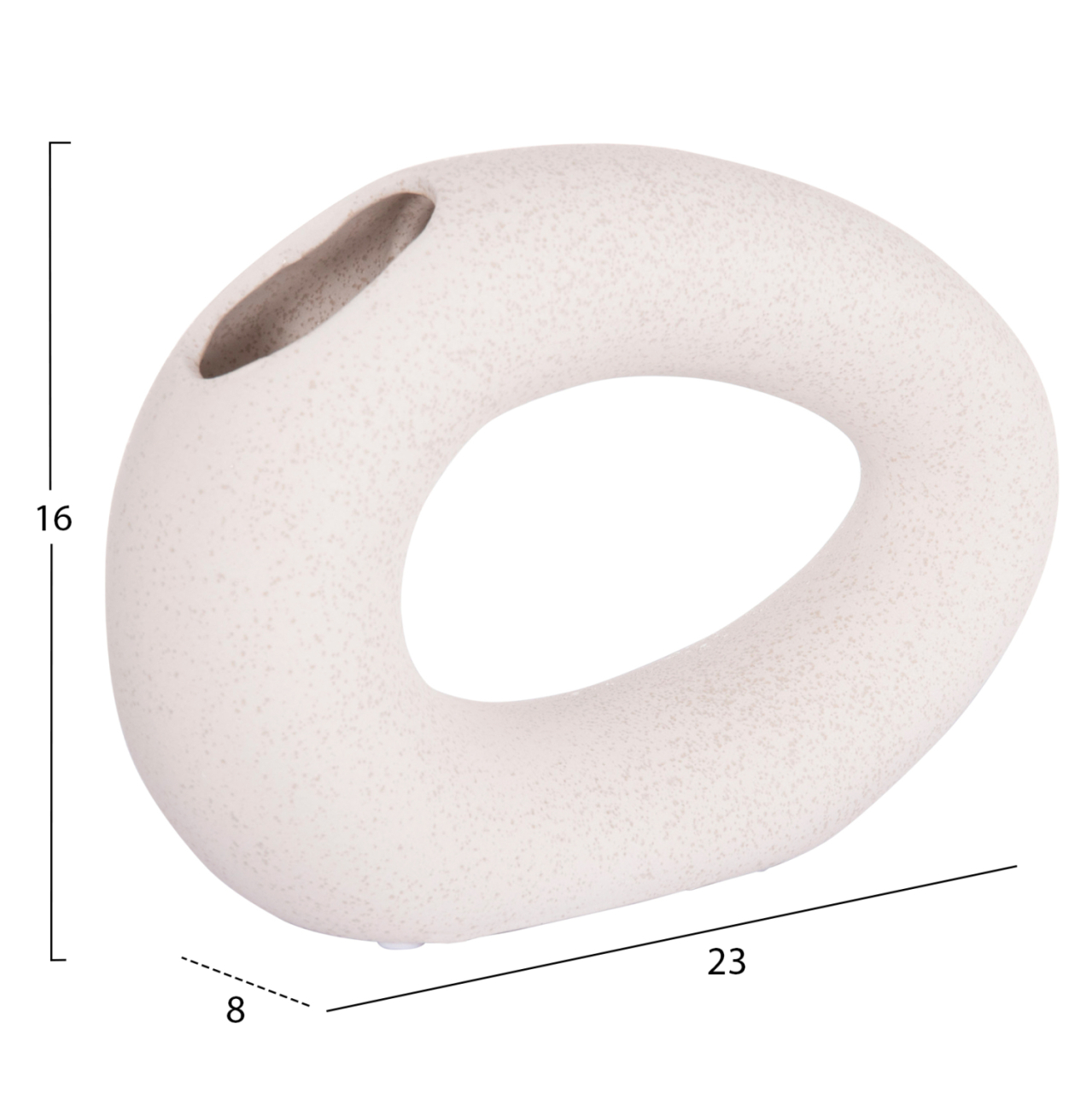 CERAMIC TABLE DECOR ELLIPTO HM4645.01 OFF WHITE WITH CRYSTALLIZATION 23x8x15.5Hcm. [2]