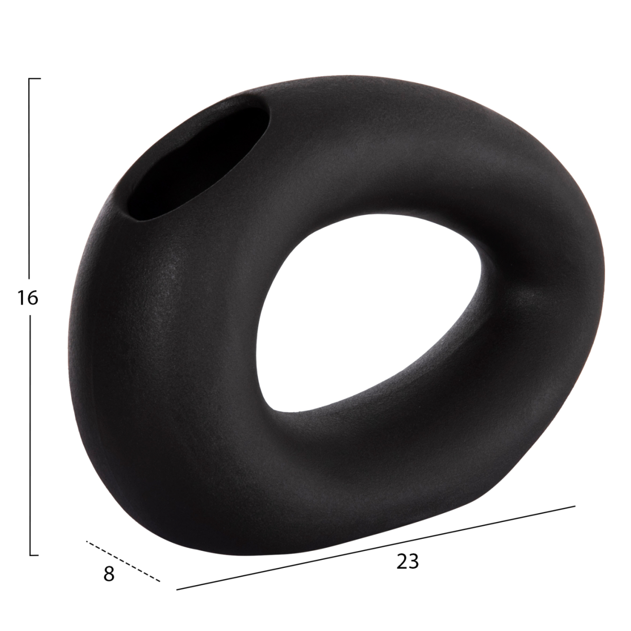 CERAMIC TABLE DECOR ELLIPTO HM4645.02 BLACK MATTE 23x8x16Hcm. [2]