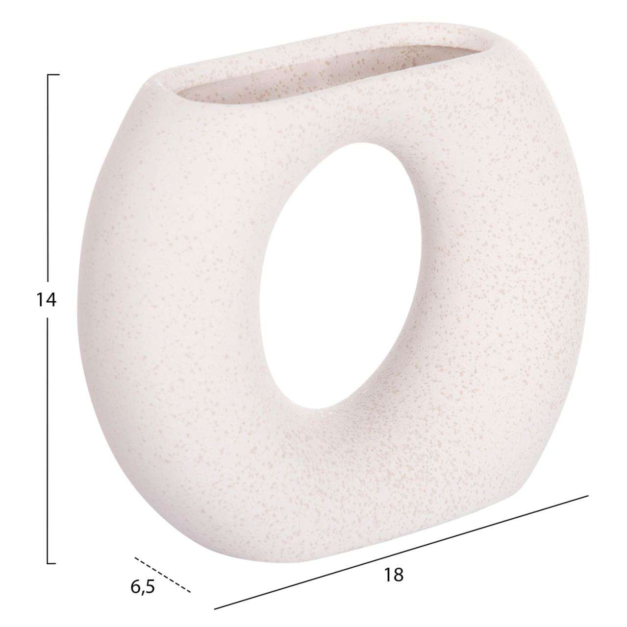 CERAMIC TABLE DECOR ELLIPTO HM4646.01 OFF WHITE WITH CRYSTALLIZATION 18x6.5x14Hcm. [2]