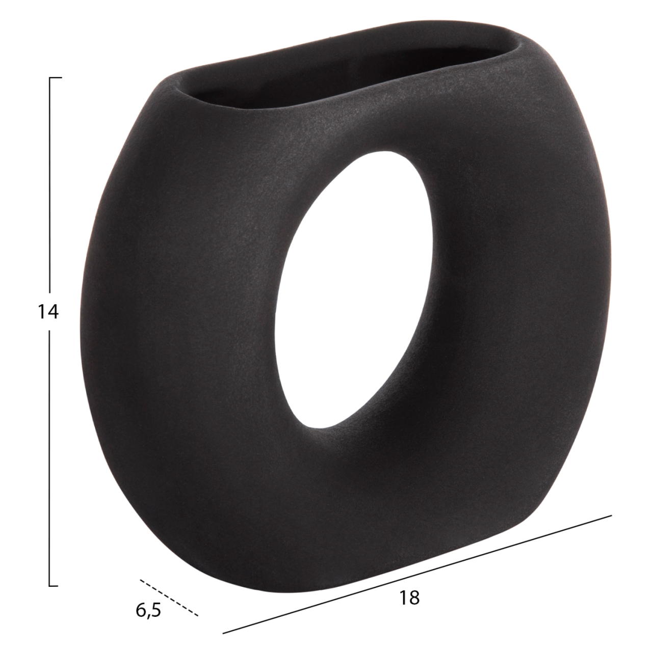 CERAMIC TABLE DECOR ELLIPTO HM4646.02 MATTE BLACK 18x6.5x14Hcm. [2]