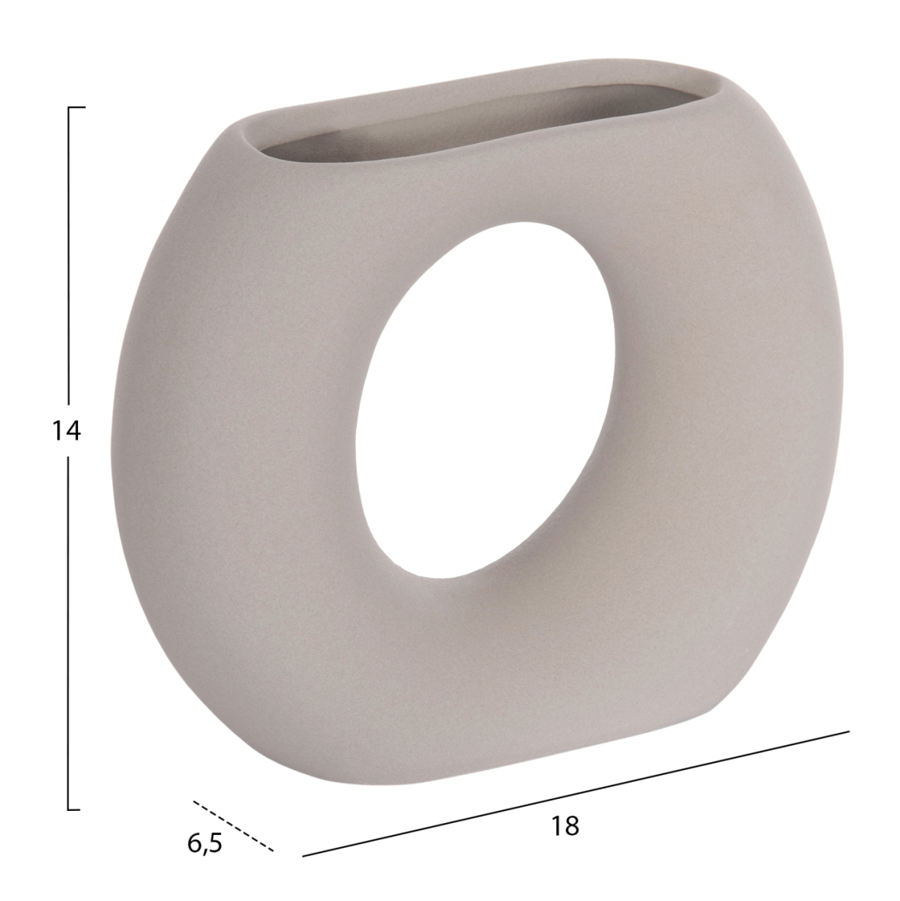 CERAMIC TABLE DECOR ELLIPTO HM4646.03 MATTE GREY 18x6.5x14Hcm. [2]