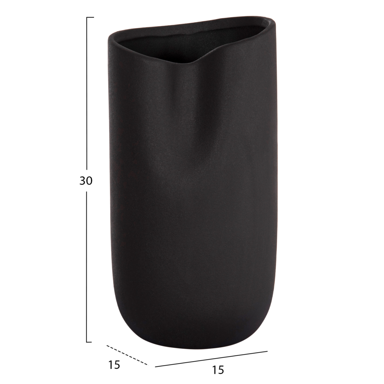 CERAMIC TABLE DECOR GLAZE HM4607.02 MATTE BLACK 15,2x15x30Hcm [2]