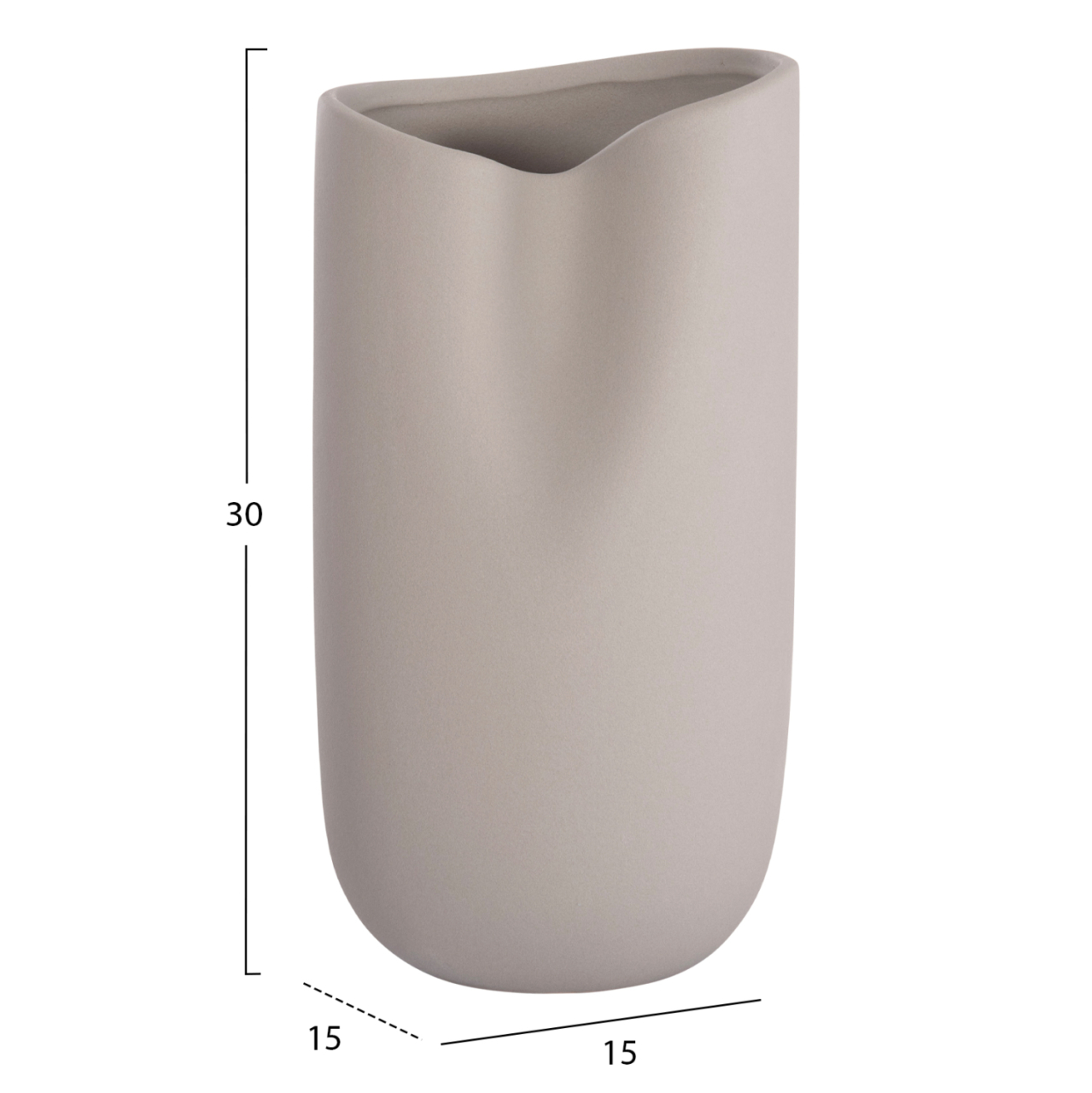 CERAMIC TABLE DECOR GLAZE HM4607.03 MATTE GREY 15,2x15x30Hcm [2]