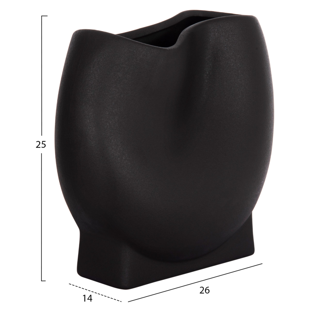 CERAMIC TABLE DECOR GLAZE HM4610.02 MATTE BLACK 26x14x25Hcm [2]