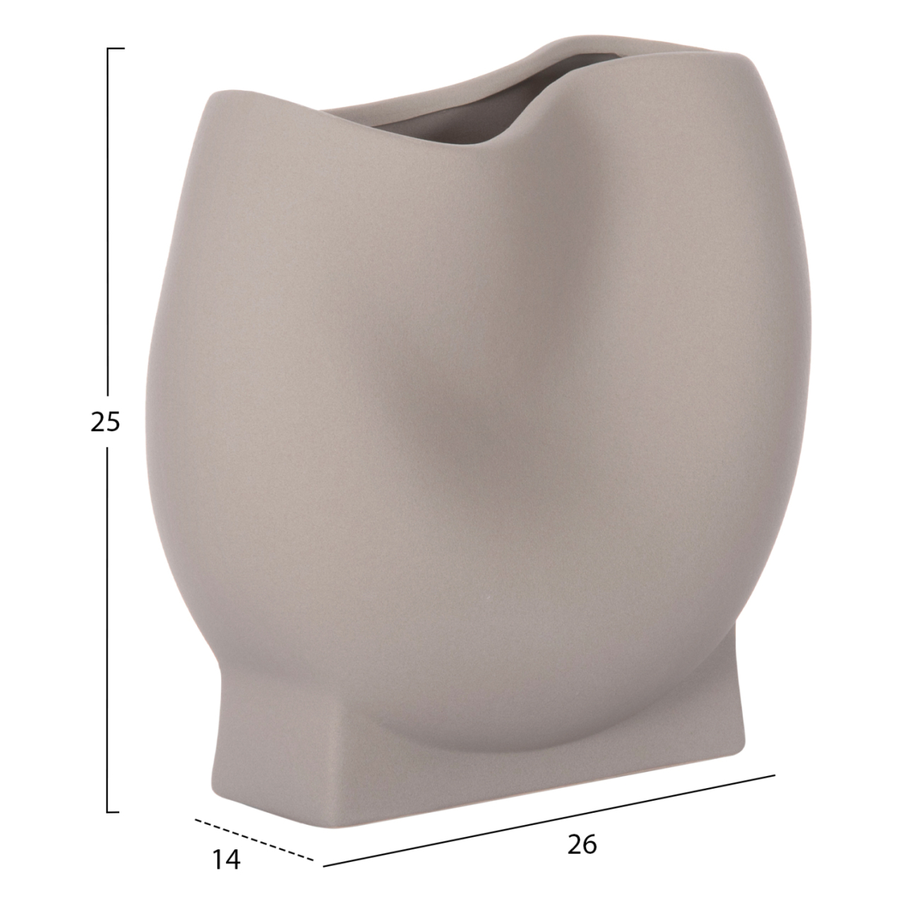 CERAMIC TABLE DECOR GLAZE HM4610.03 MATTE GREY 26x14x25Hcm [2]
