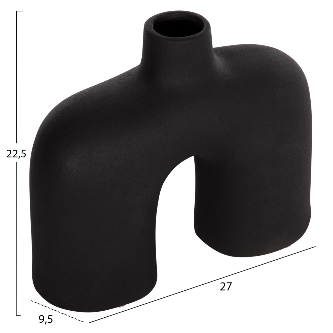 CERAMIC TABLE DECOR ISIL HM4600.02 MATTE BLACK 27x9,5x22,5Η cm. [2]