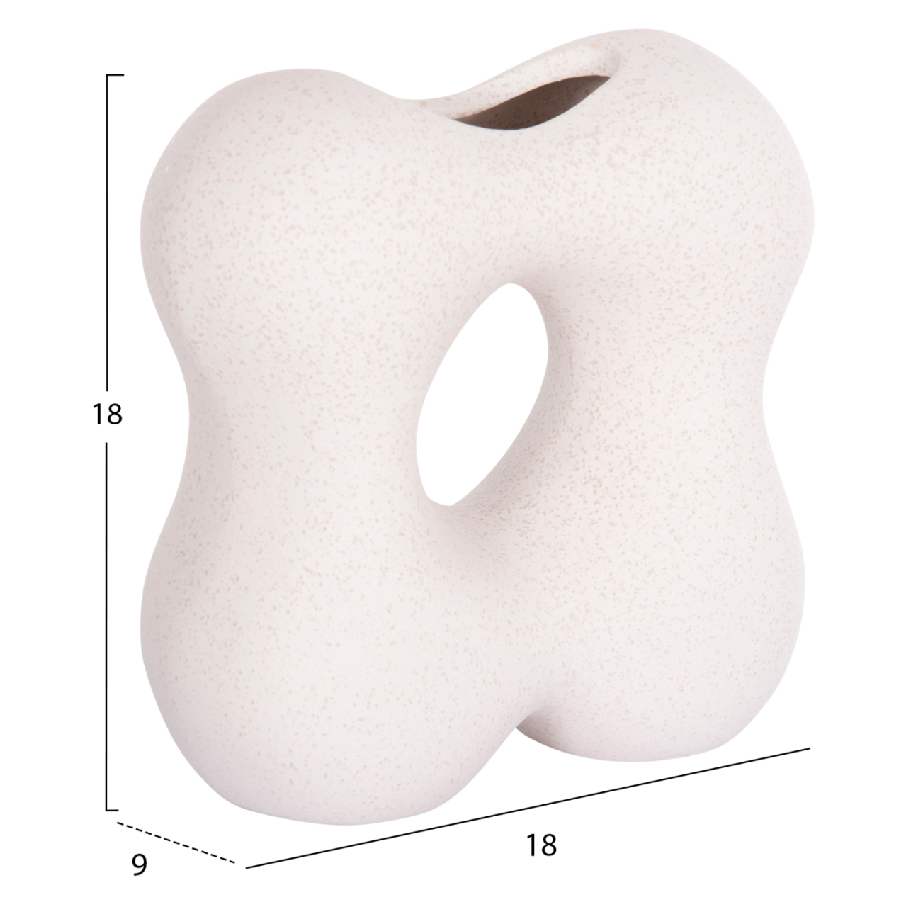 CERAMIC TABLE DECOR SEBOR HM4594.01 OFF WHITE WITH CRYSTALLIZATION 18x9x18Hcm. [2]