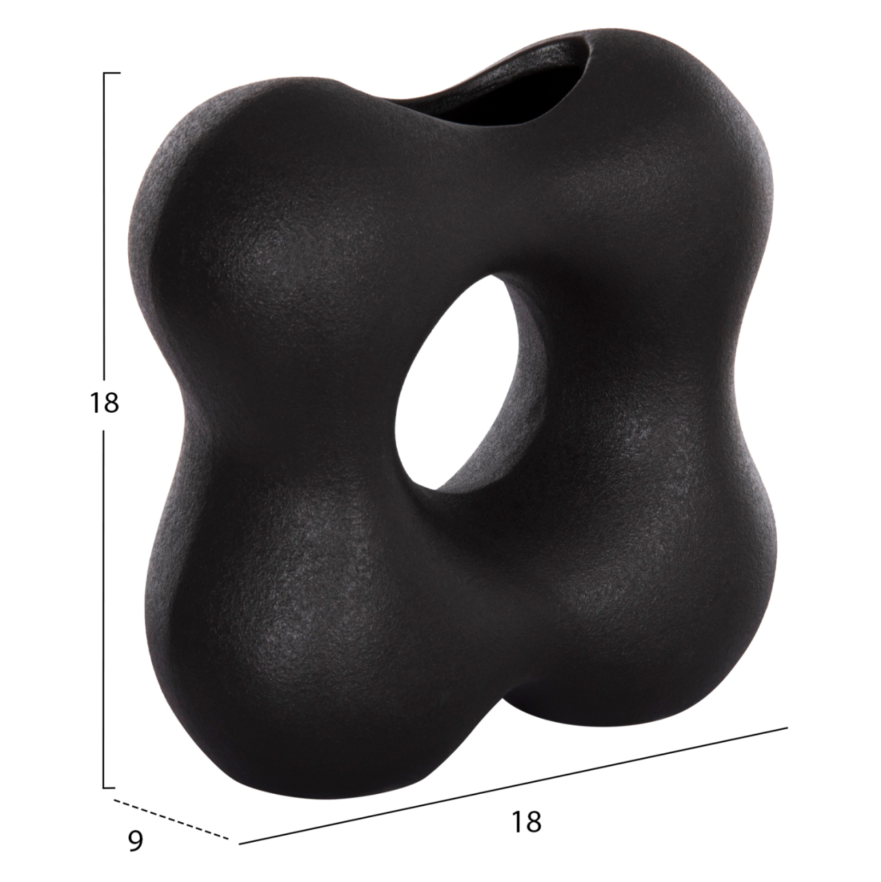 CERAMIC TABLE DECOR SEBOR HM4594.02 MATTE BLACK 18x9x18Hcm. [2]