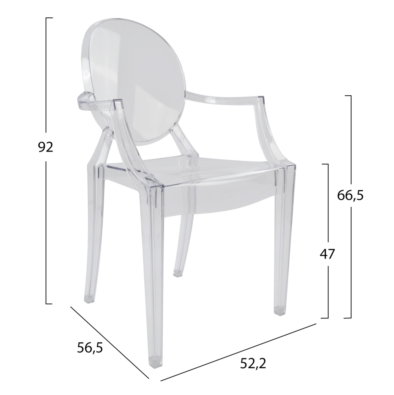 Chair acrylic clear with arms Aramis HM0169 52,2x56,5x92Ηcm [2]