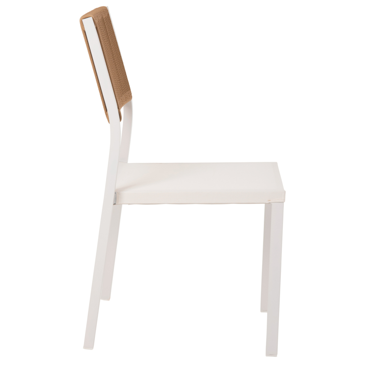 CHAIR ALUMINUM HM5921.02 WHITE FRAME AND TEXTLINE WITH BEIGE SYNTHETIC RATTAN 46x55,5x83Hcm. [4]