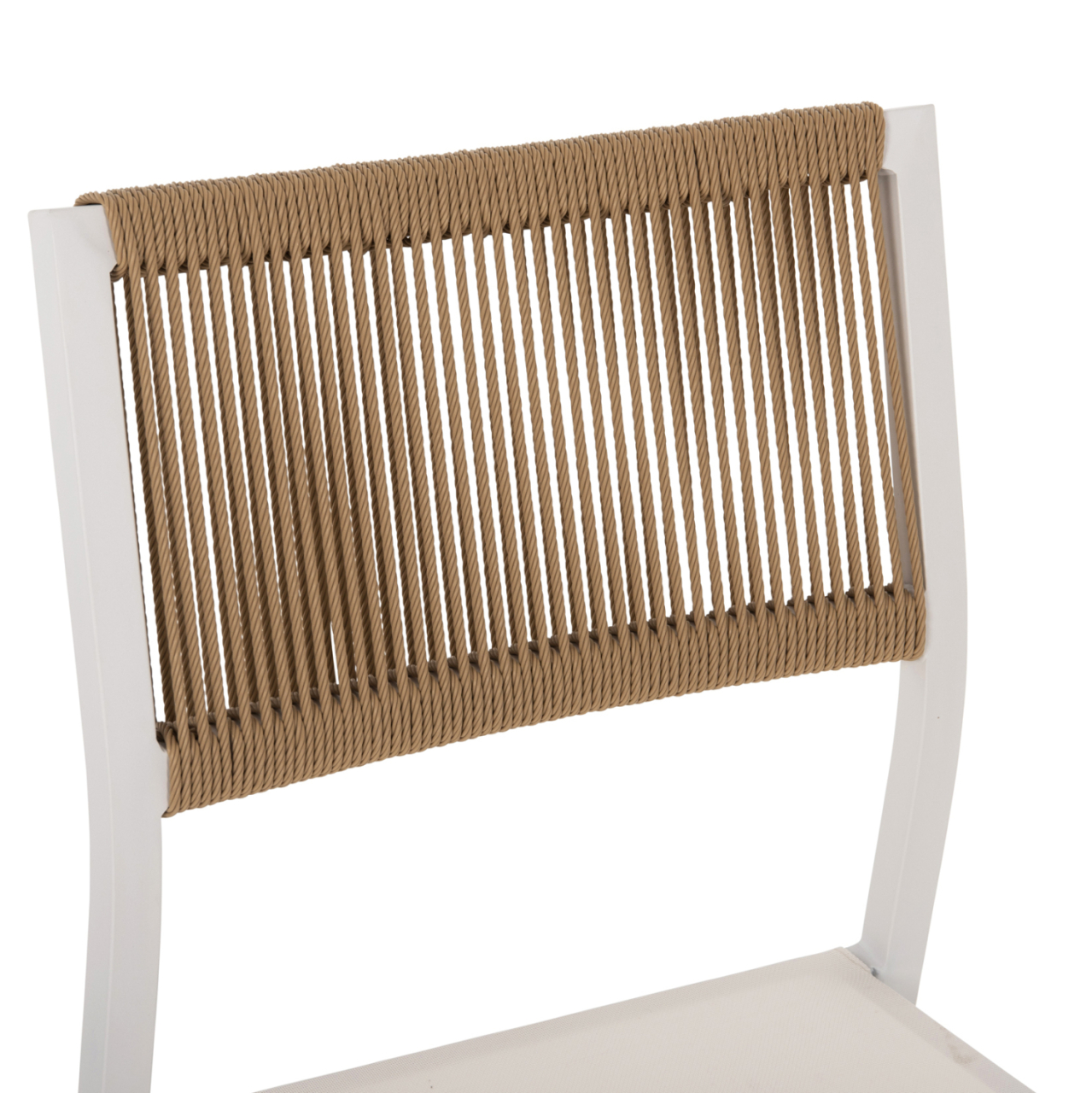 CHAIR ALUMINUM HM5921.02 WHITE FRAME AND TEXTLINE WITH BEIGE SYNTHETIC RATTAN 46x55,5x83Hcm. [7]