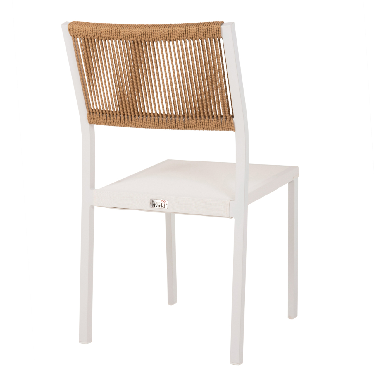CHAIR ALUMINUM HM5921.02 WHITE FRAME AND TEXTLINE WITH BEIGE SYNTHETIC RATTAN 46x55,5x83Hcm. [5]